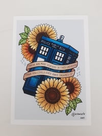 Blue box sunflower print