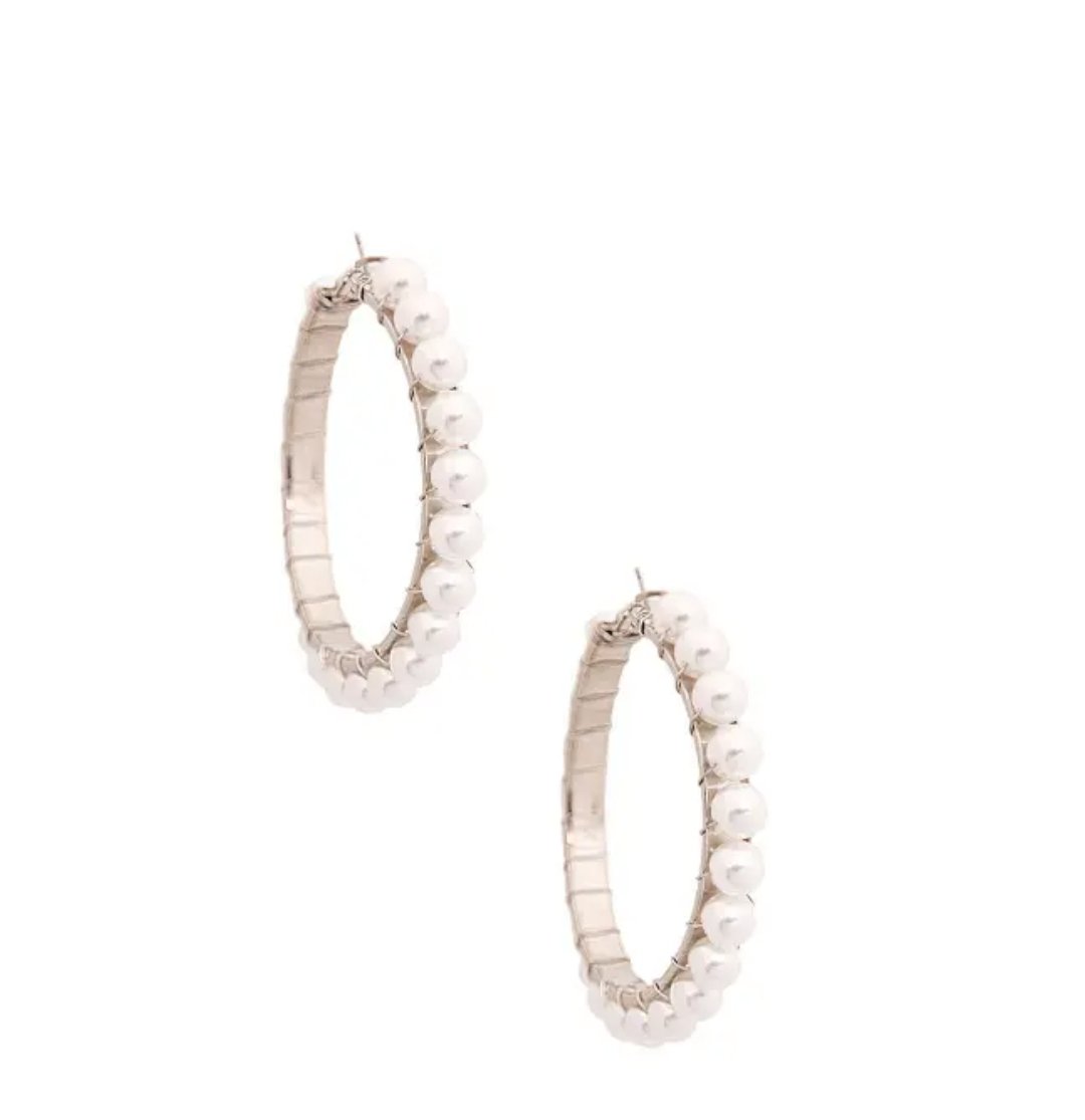 Image of White Pearl Hoops