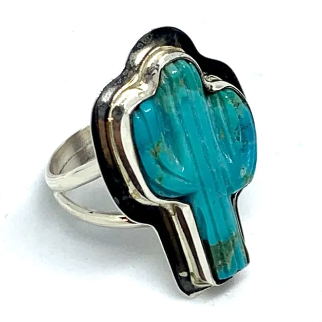 Image of Turquoise Cactus Ring (Size 8)