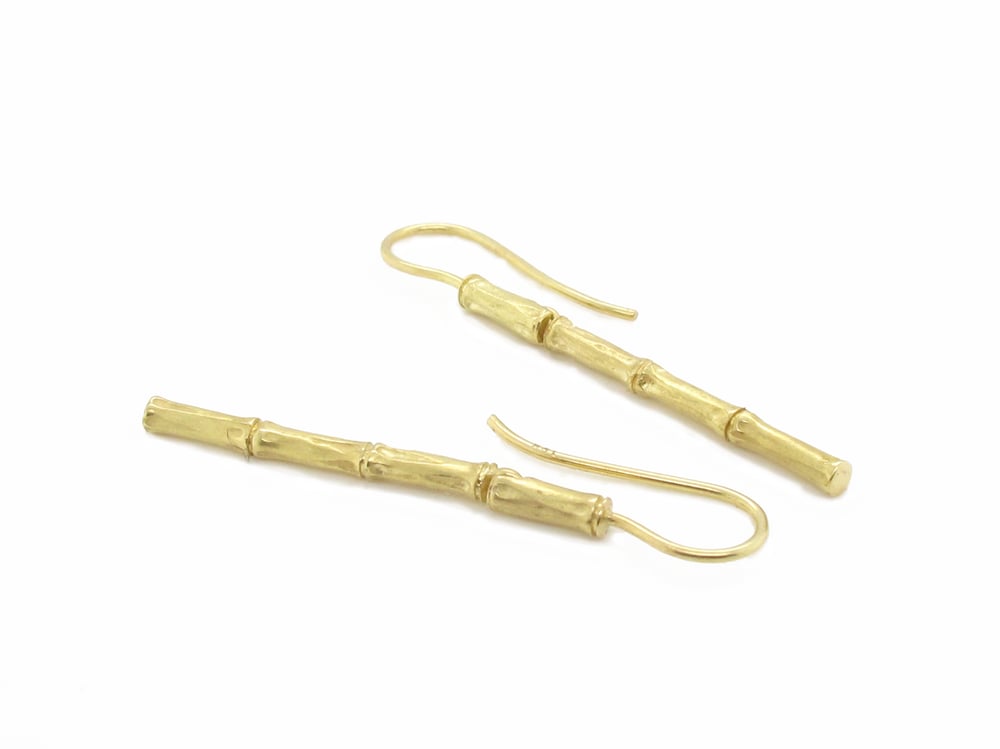 Image of Bamboo Long Dangle Earrings 