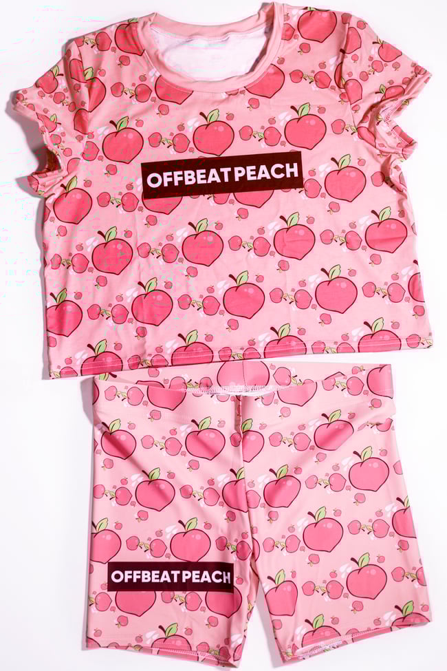 "Offbeat Peach" All Over Crop Shirt