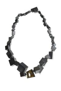 Image 1 of Intersecting Cube Necklace. Rutile Quartz set in oxidised silver.  Jewellery by Chris Boland