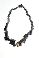 Intersecting Cube Necklace. Rutile Quartz set in oxidised silver.  Jewellery by Chris Boland