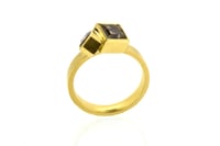 Image 2 of 18ct gold ring set with two champagne diamonds