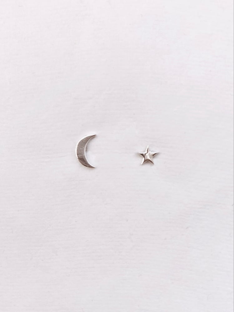 Image of Moon & Star Earrings in Silver