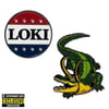 President Loki Button & Alligator Loki Enamel Pin 2 Pack EE Exclusive