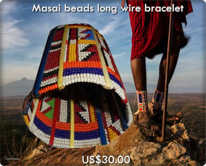 Image of Masai beads long wire bracelet