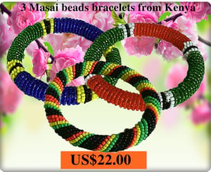 Image of 3 Masai beads bracelets.