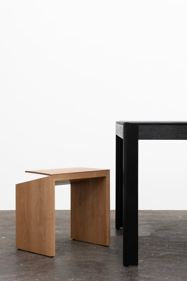 CLIPPED WING 450MM STOOL/SIDE TABLE IN AMERICAN OAK