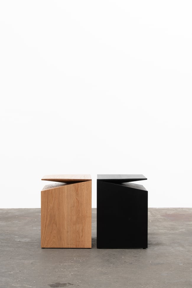 CLIPPED WING 450MM STOOL/SIDE TABLE IN AMERICAN OAK