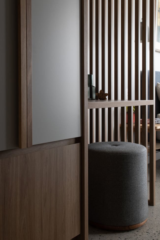 LINA OTTOMAN'S - WOOL WITH SOLID TASMANIAN OAK BASE - AVAILABLE NOW