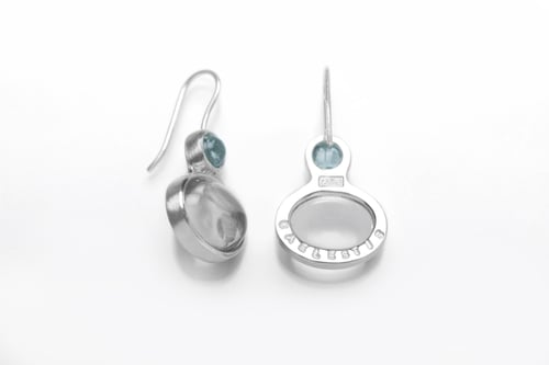Image of "Sky water" silver earrings with aquamarines and rock crystals  ·  AQUA CAELESTIS  ·
