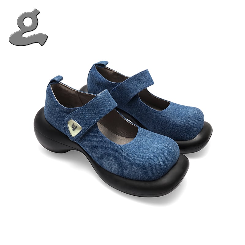 Image of Denim Mary Jane Platform Shoes