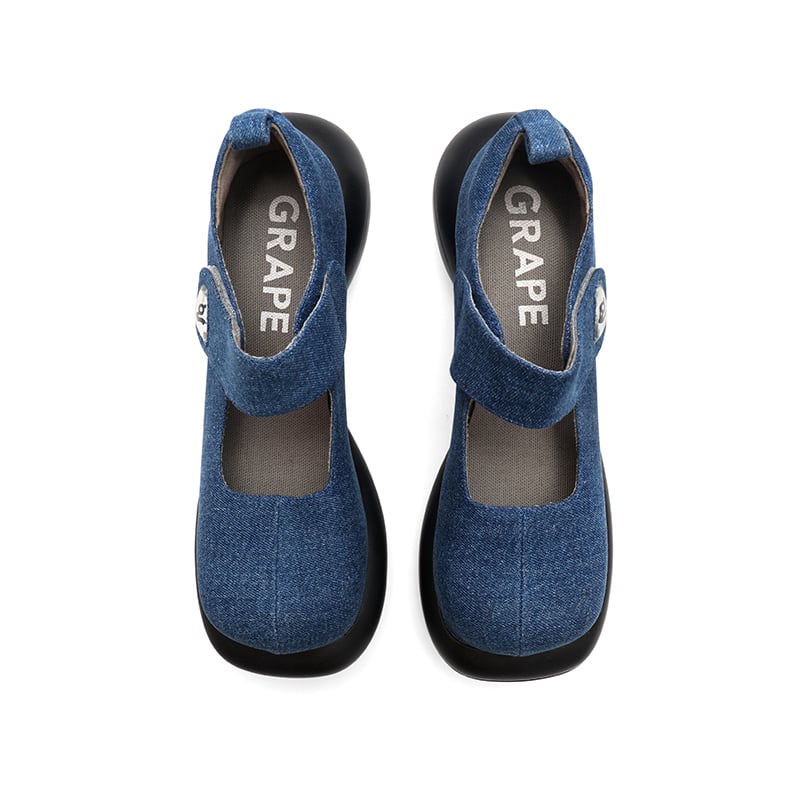 Image of Denim Mary Jane Platform Shoes