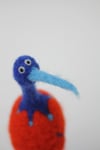 Orange needle felted quirky bird sculpture