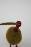 Olive green needle felted quirky bird sculpture