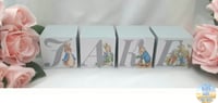 Image 2 of Grey Peter rabbit Inspired Wood Name Blocks,Peter Rabbit nursery,Peter rabbit new baby gift