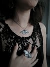 Moonlight Song. Moon Phase Moth Necklace.