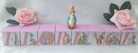 Image 2 of Pink Peter rabbit Inspired Wood Name Blocks,Peter rabbit nursery,Peter rabbit new baby girl gift 