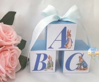 Image 1 of Blue ABC Peter Rabbit Wood Blocks,Personalised Blocks,Nursery Decor,Beatrix Potter Blocks,Peter Rabb
