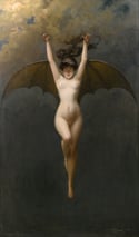 Witch poster - "The Bat-Woman" by Albert Joseph Pénot - Bat poster - Nude poster - Flying witch 