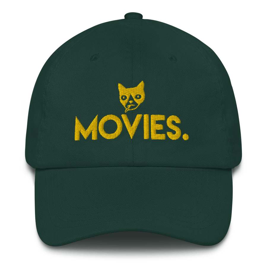 Image of MOVIES. Cap in black, green, red, navy
