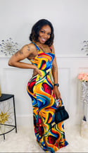 Colorful Tie-dyed Long Maxi Dress 