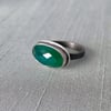 Faceted Green Onyx and Sterling Silver Ring