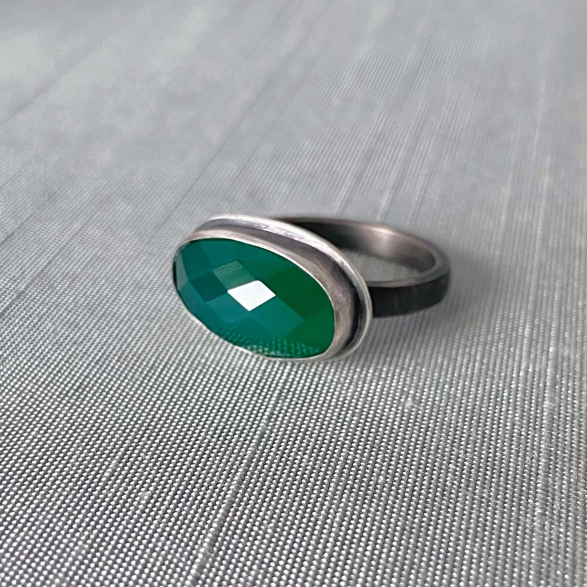 Faceted Green Onyx and Sterling Silver Ring | Lisa Hopkins