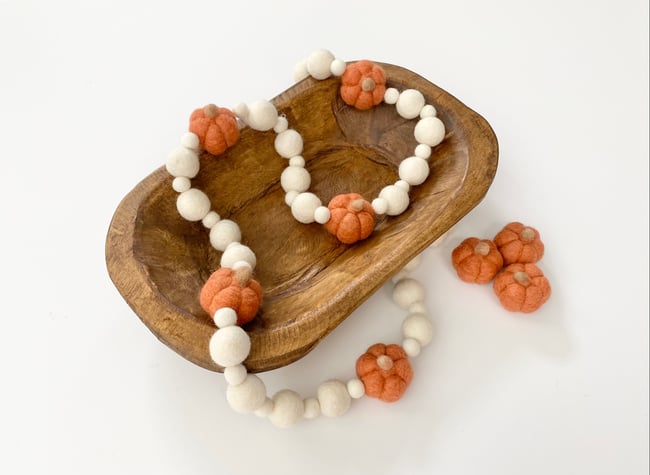 Hello Pumpkin Felt Ball Garland 