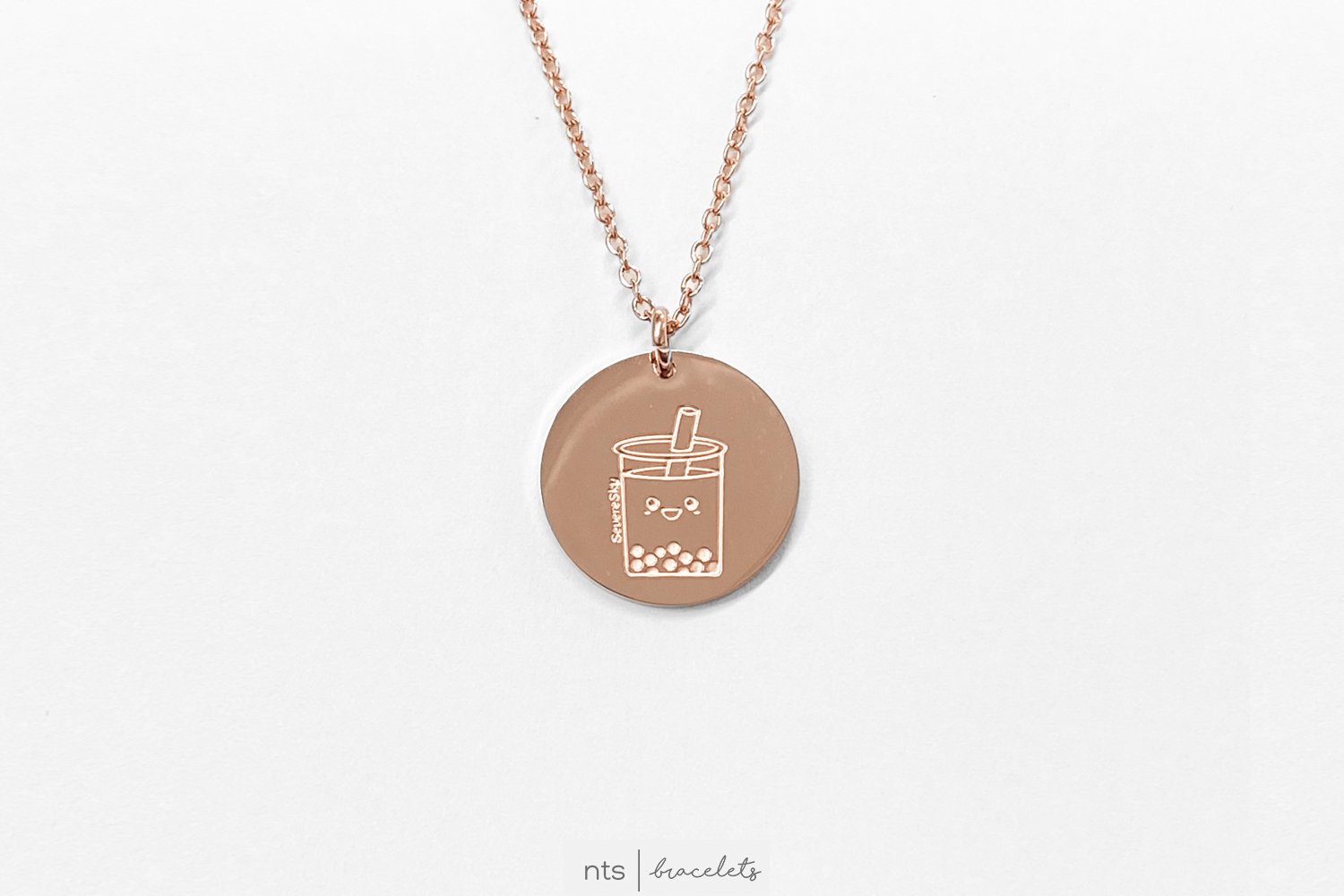 Image of NTS x SEVERESKY COLLAB BOBA/TREAT YOURSELF NECKLACE (Rose Gold + Limited Edition)