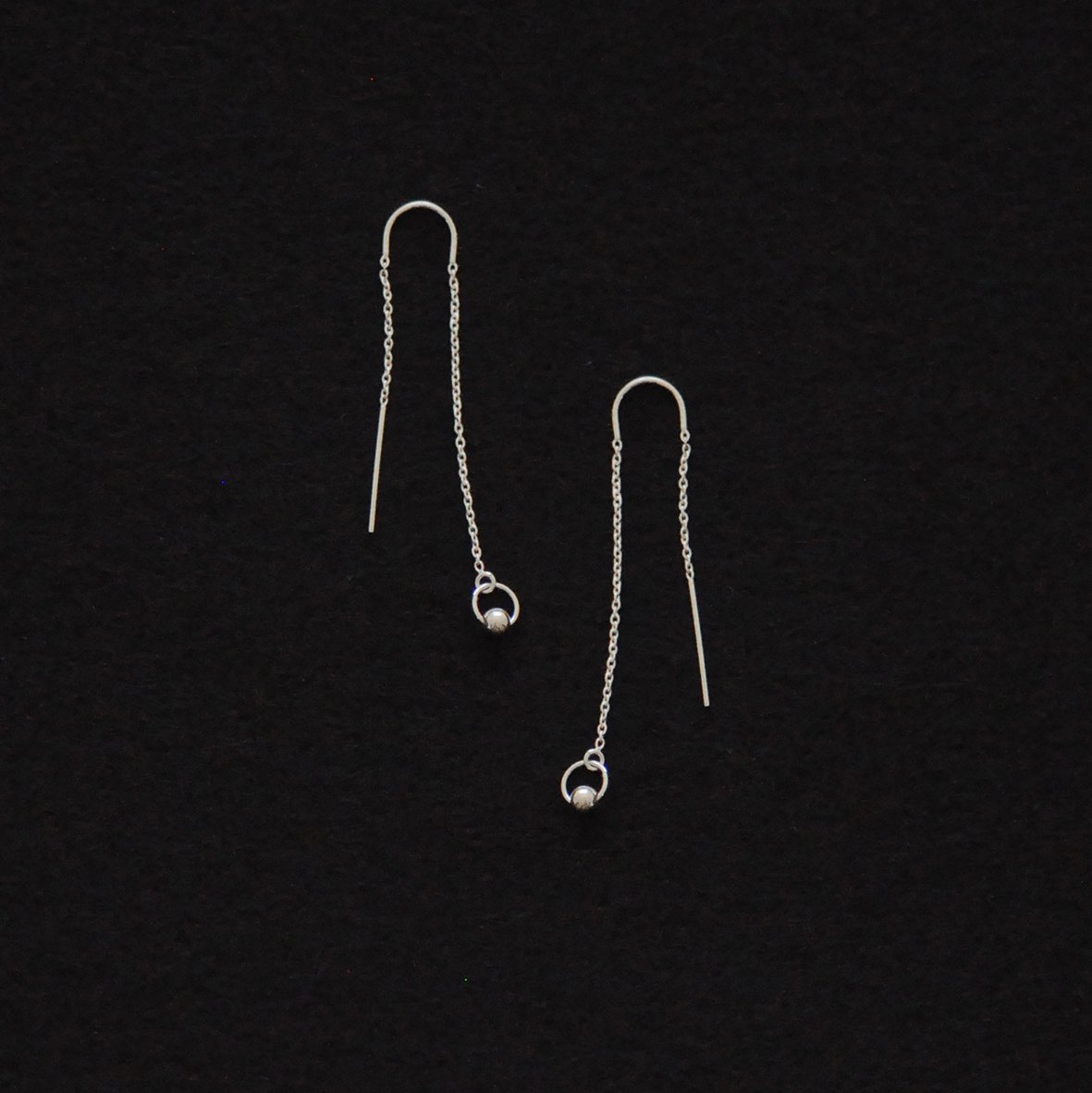 Image of SIMPLE SILVER long drop earrings