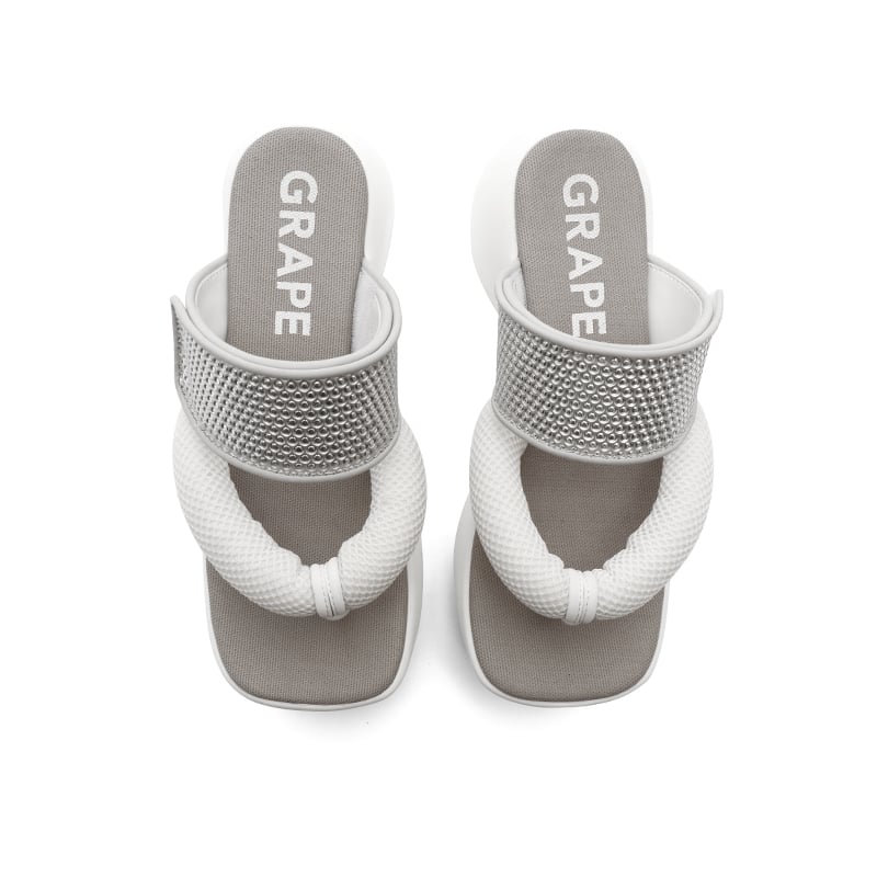 Image of White Platform Flip Flops 'Contrail'