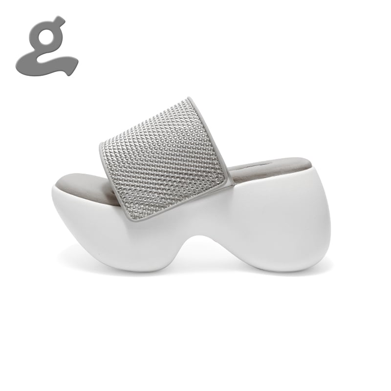 Image of White Platform Slippers 'Telstar'