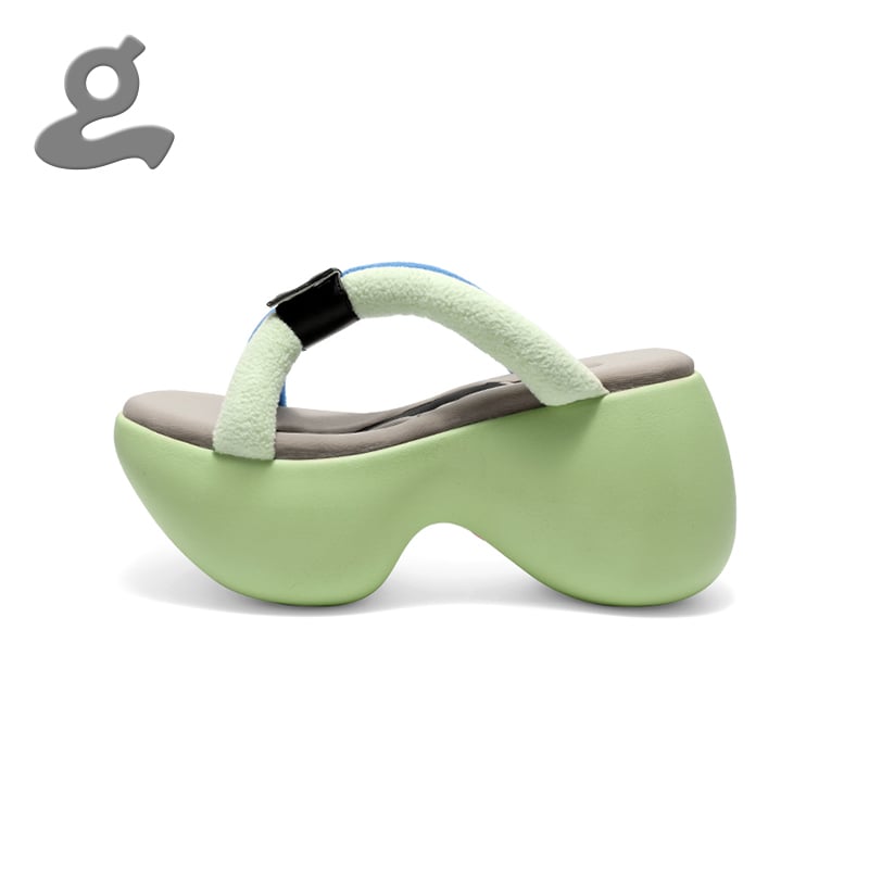 Image of Green Platform Slippers 'Portable'
