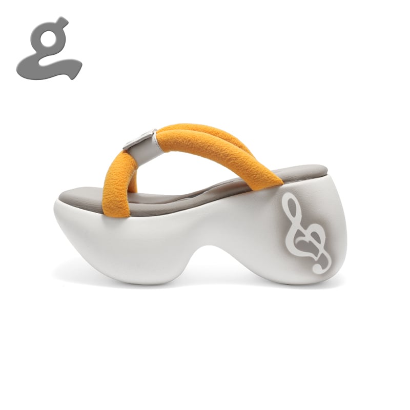 Image of Orange Platform Slippers 'Portable'