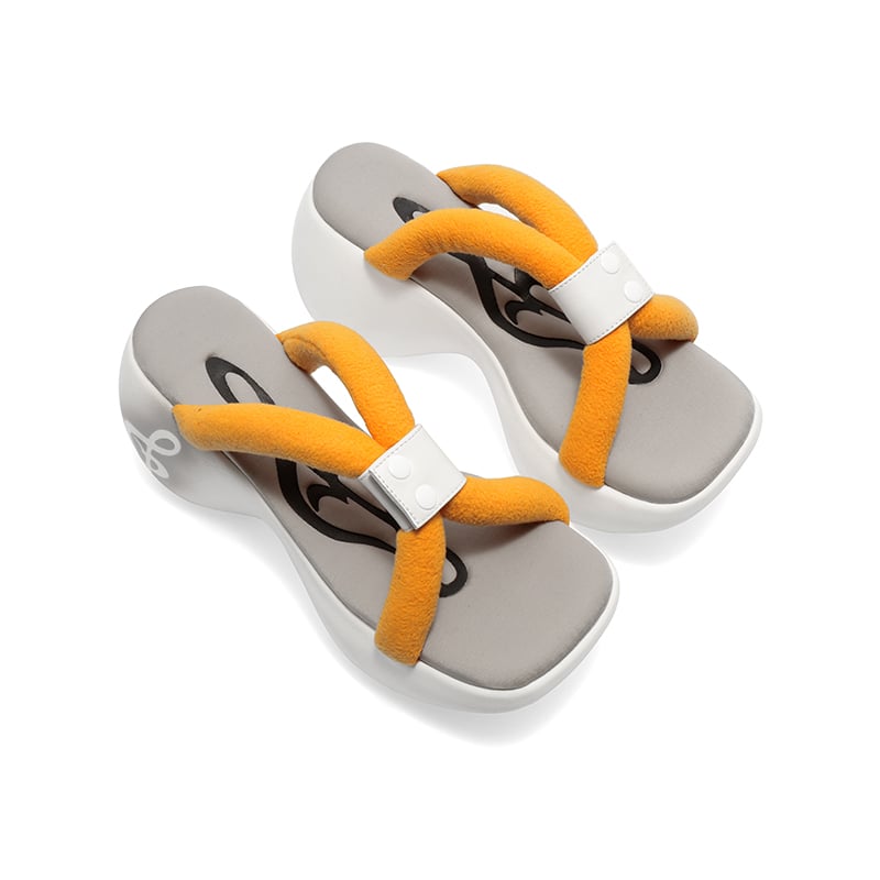 Image of Orange Platform Slippers 'Portable'