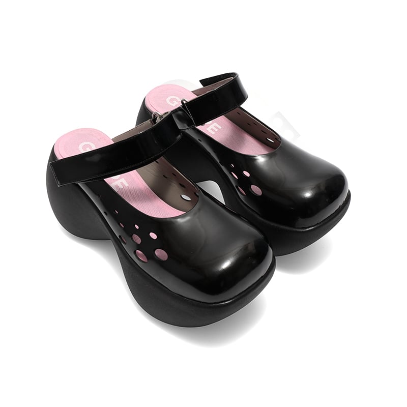 Image of Black Microfiber Platform Slippers 'Airship'