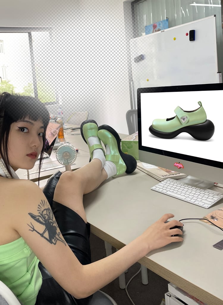 Image of Green Mary Jane Platform Shoes