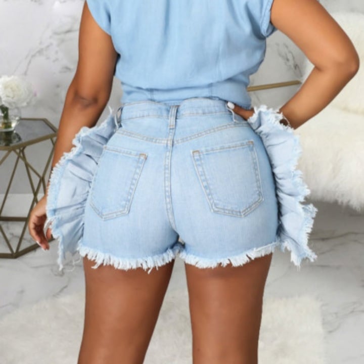 Distressed Butterfly Shorts Image 3