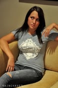 Image of WOMENS DIRTY BLUE HEATHER DESTROYED CREST LOGO TEE