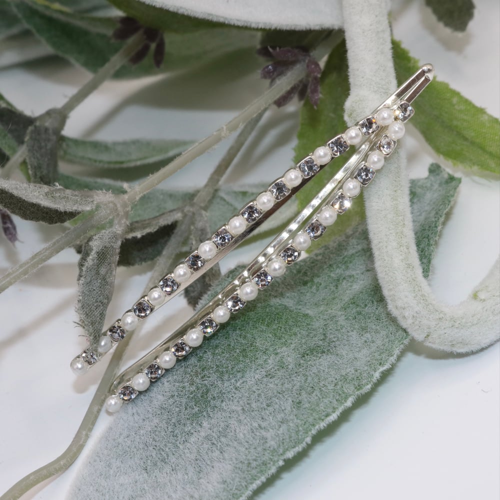 Image of Rhinestone + Pearl Wishbone Barrette