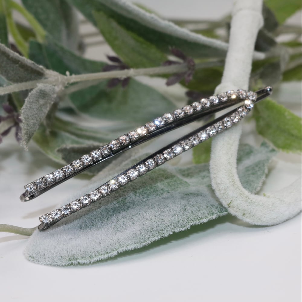 Image of Silver Rhinestone Wishbone Barrette