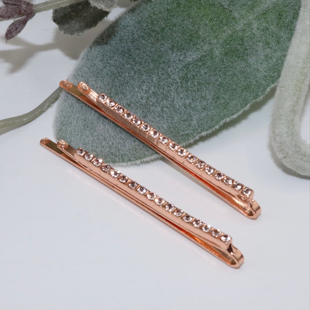 Image of Rose Gold Rhinestone Pins 2Pcs