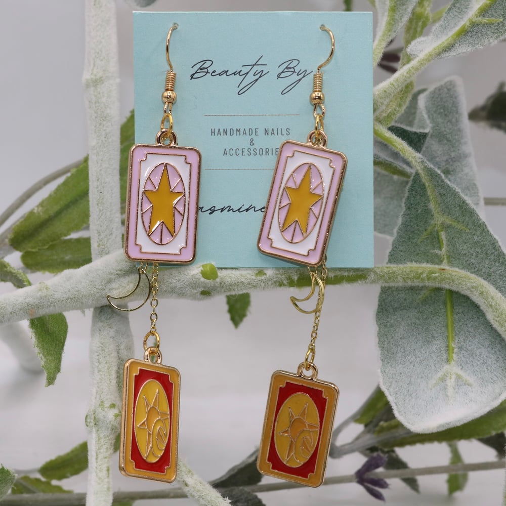 Image of 18k Gold Clow Card Drop Earrings