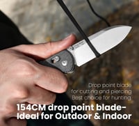 Image 2 of Kizer Drop Bear EDC Knife Black Micarta Handle 154CM Steel Pocket Knife V3619C3