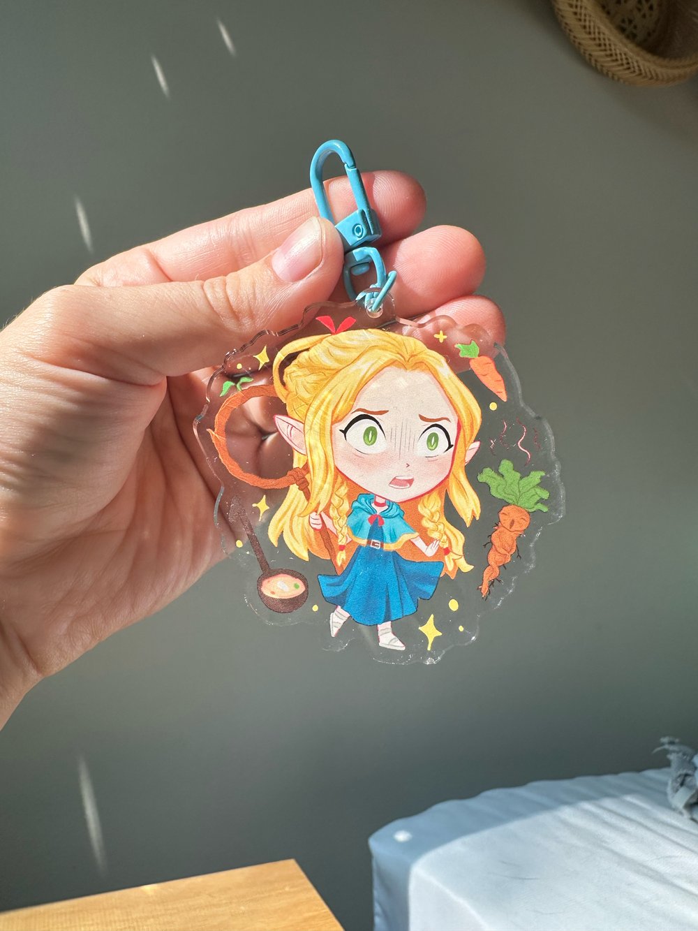 Image of Dungeon Meshi Marcille Double Sided Acrylic Keychain 2.5”