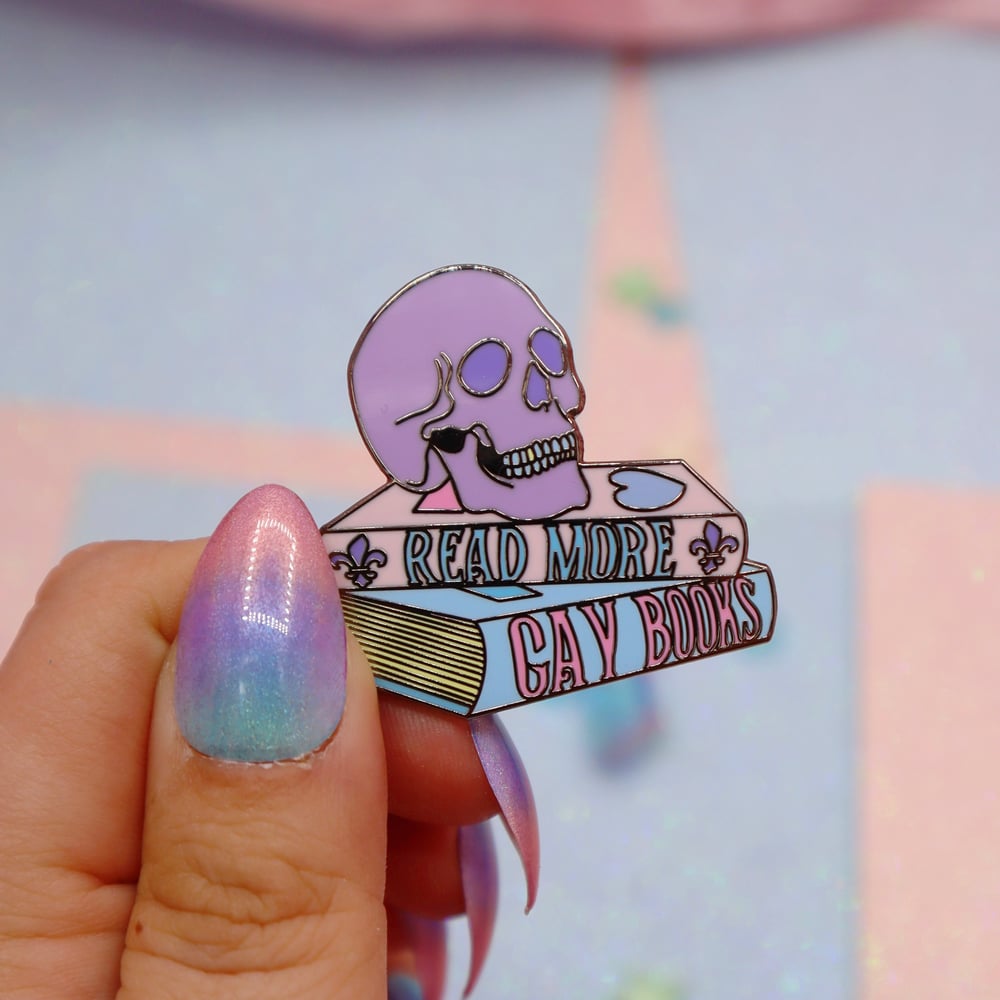 Image of Read More Gay Books Enamel Pin