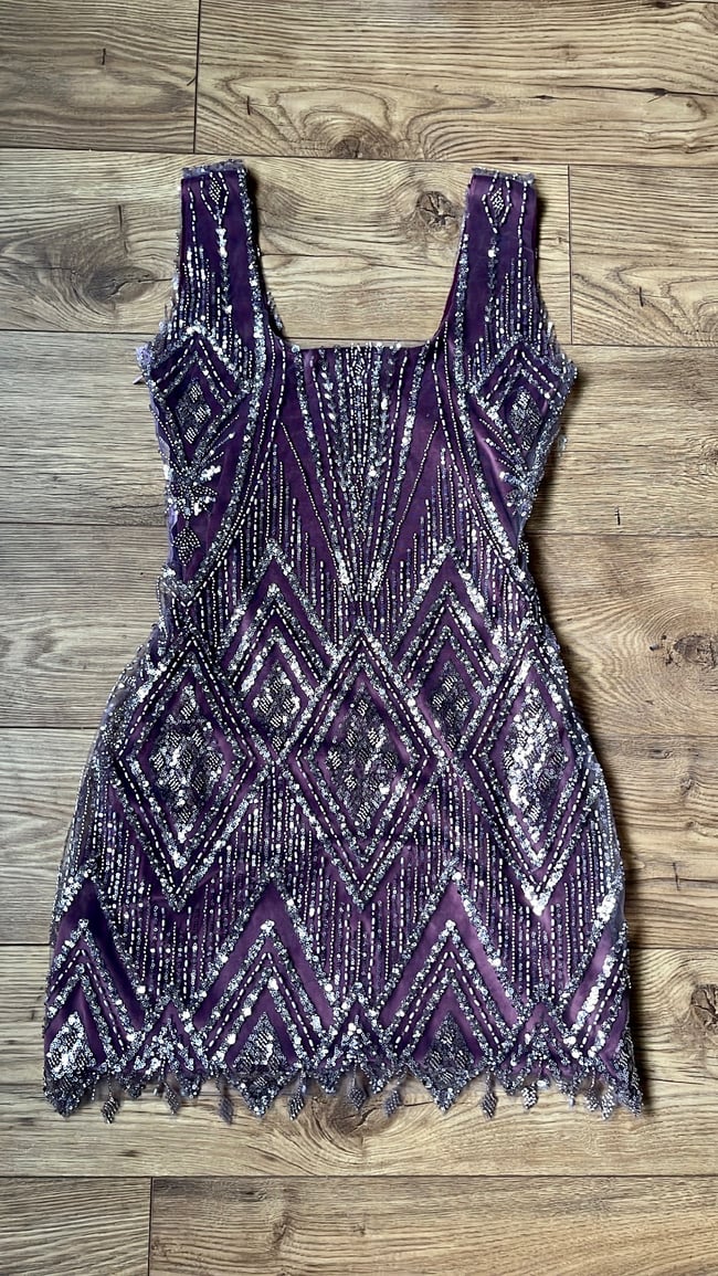 Art Deco luxurious beaded mauve dress