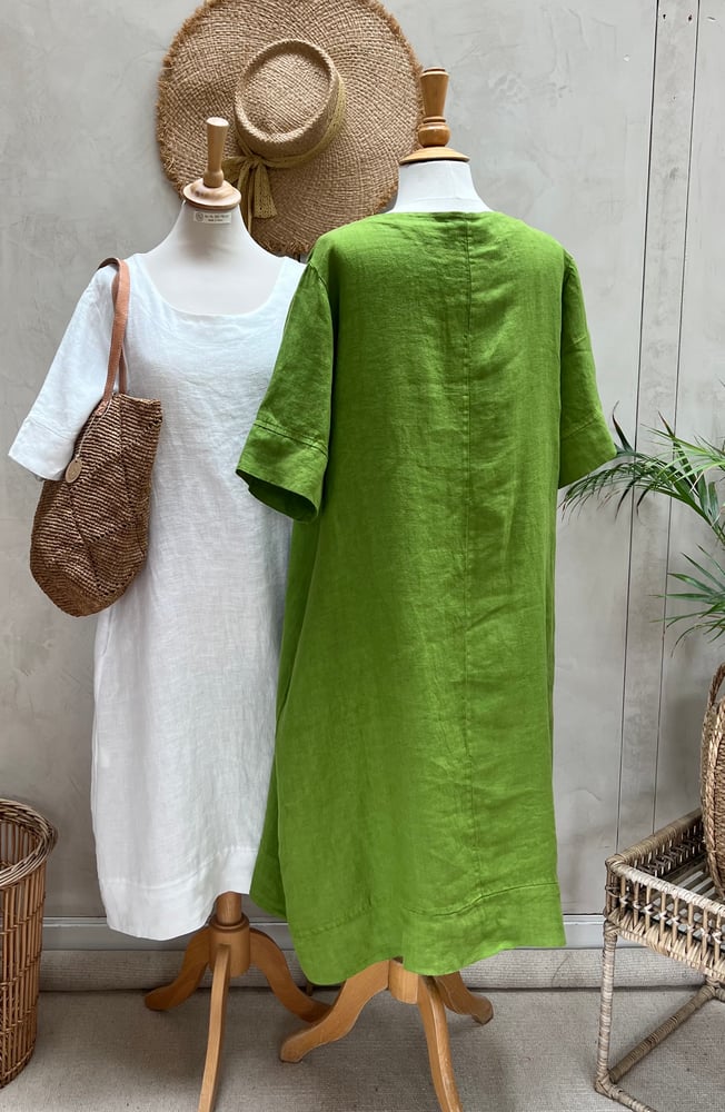 Image of Robe En Lin Gaïa II Vert Anis